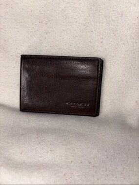 Coach Dark Brown Leather Card Holder Wallet